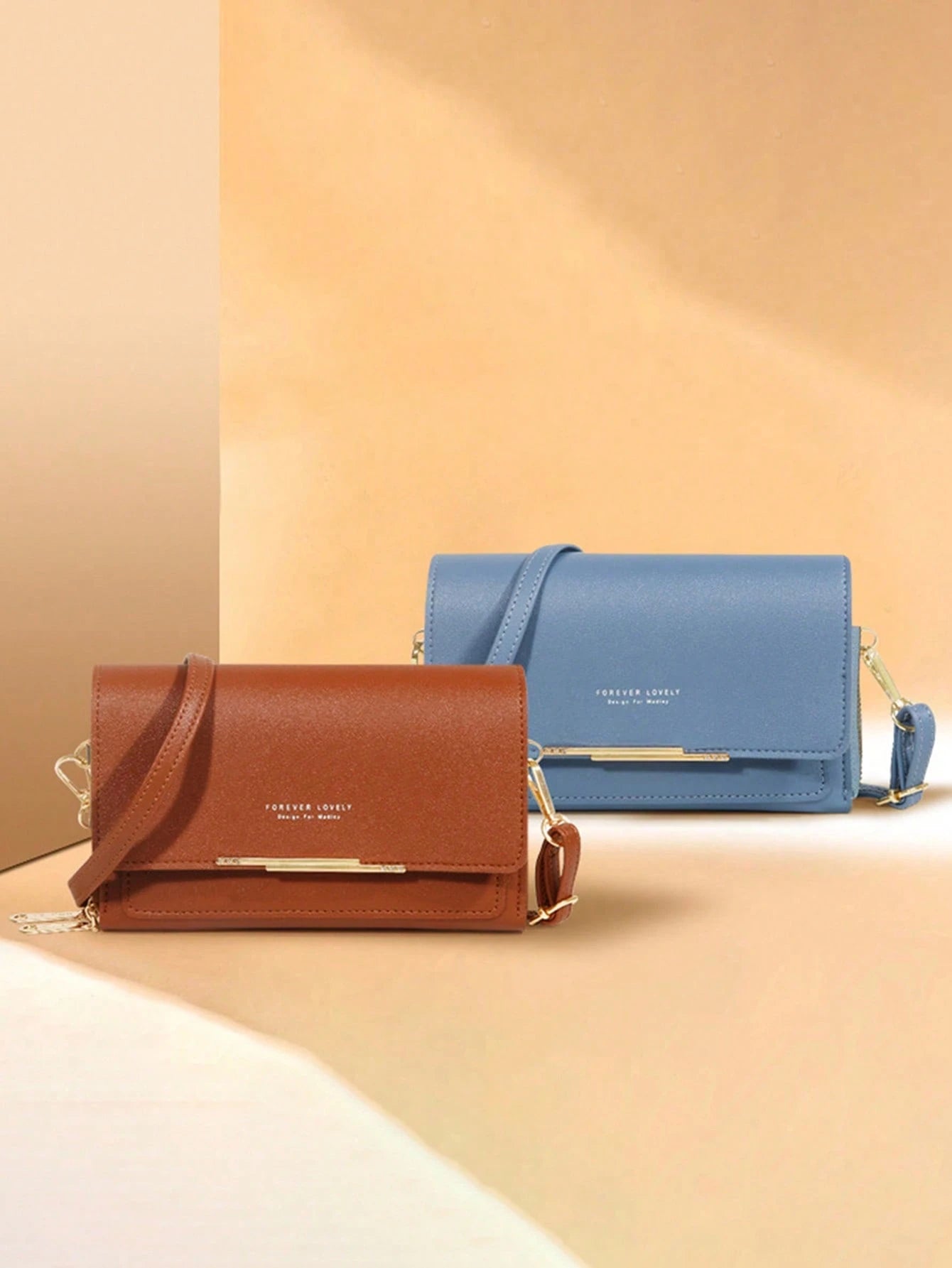 Fashion Faux Leather Long Wallet Women's Mini Crossbody Bag Zipper Phone Pouch (Zipper And Letter Design Random)