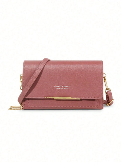 Fashion Faux Leather Long Wallet Women's Mini Crossbody Bag Zipper Phone Pouch (Zipper And Letter Design Random)