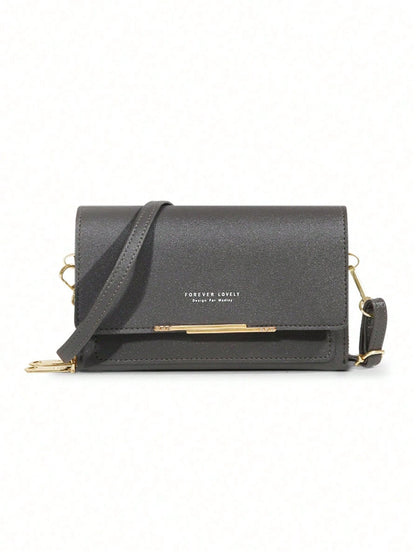 Fashion Faux Leather Long Wallet Women's Mini Crossbody Bag Zipper Phone Pouch (Zipper And Letter Design Random)