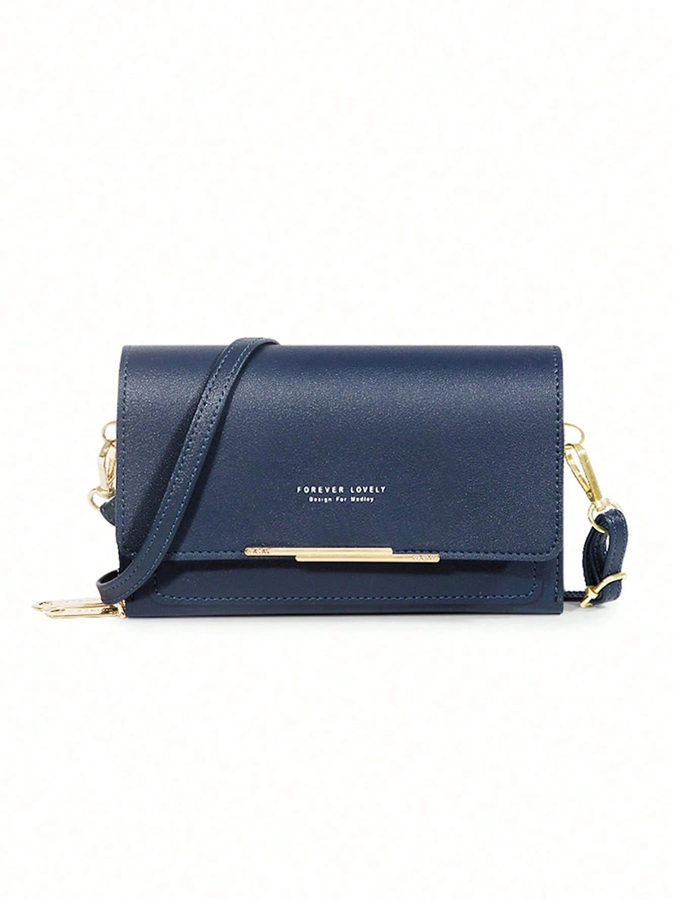 Fashion Faux Leather Long Wallet Women's Mini Crossbody Bag Zipper Phone Pouch (Zipper And Letter Design Random)