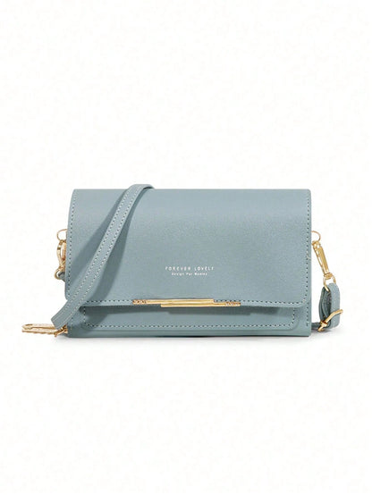 Fashion Faux Leather Long Wallet Women's Mini Crossbody Bag Zipper Phone Pouch (Zipper And Letter Design Random)