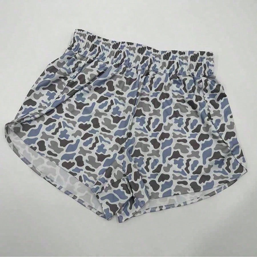Fashion High Waist Camo Sweat Shorts For Women, Ladies Bottoms For Daily Wear