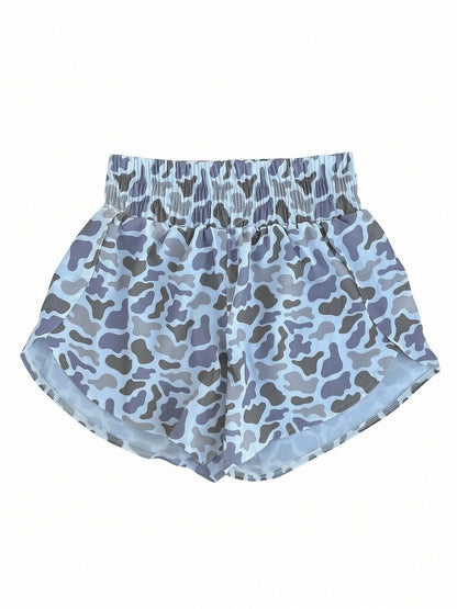 Fashion High Waist Camo Sweat Shorts For Women, Ladies Bottoms For Daily Wear