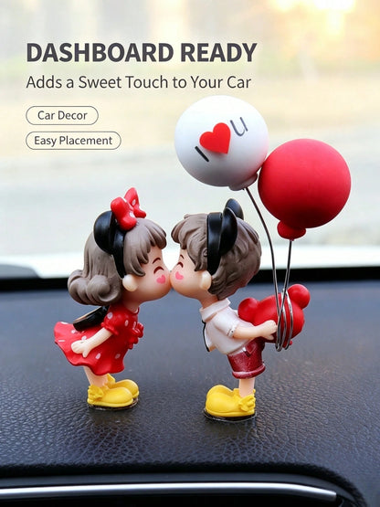 Fashion Kissing Couple Figurine Cute Mini Doll Ornament Exquisite Car Interior Styling Decor Multi-Use For Vehicle Scooter Home Party Desktop Decor