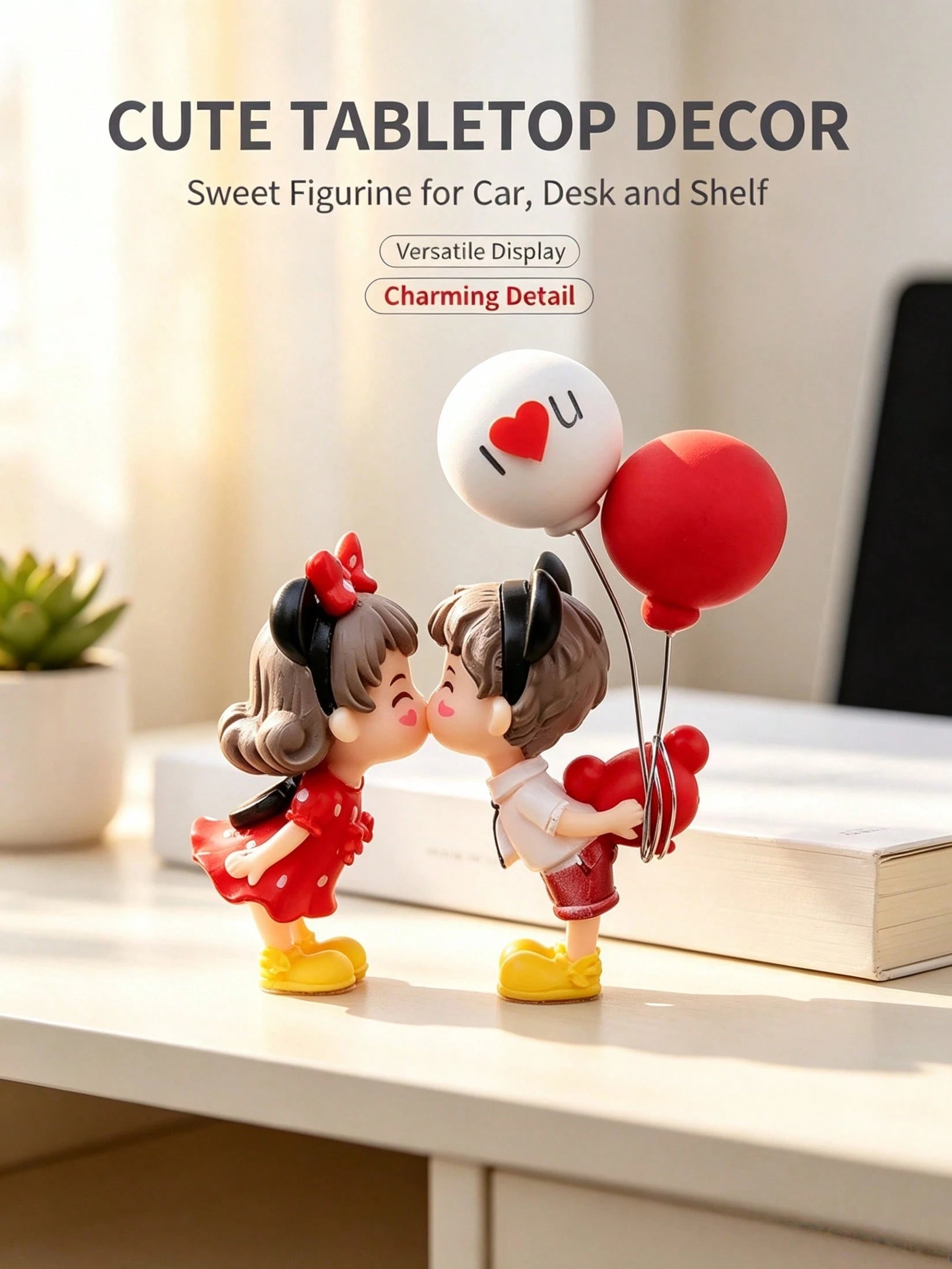 Fashion Kissing Couple Figurine Cute Mini Doll Ornament Exquisite Car Interior Styling Decor Multi-Use For Vehicle Scooter Home Party Desktop Decor