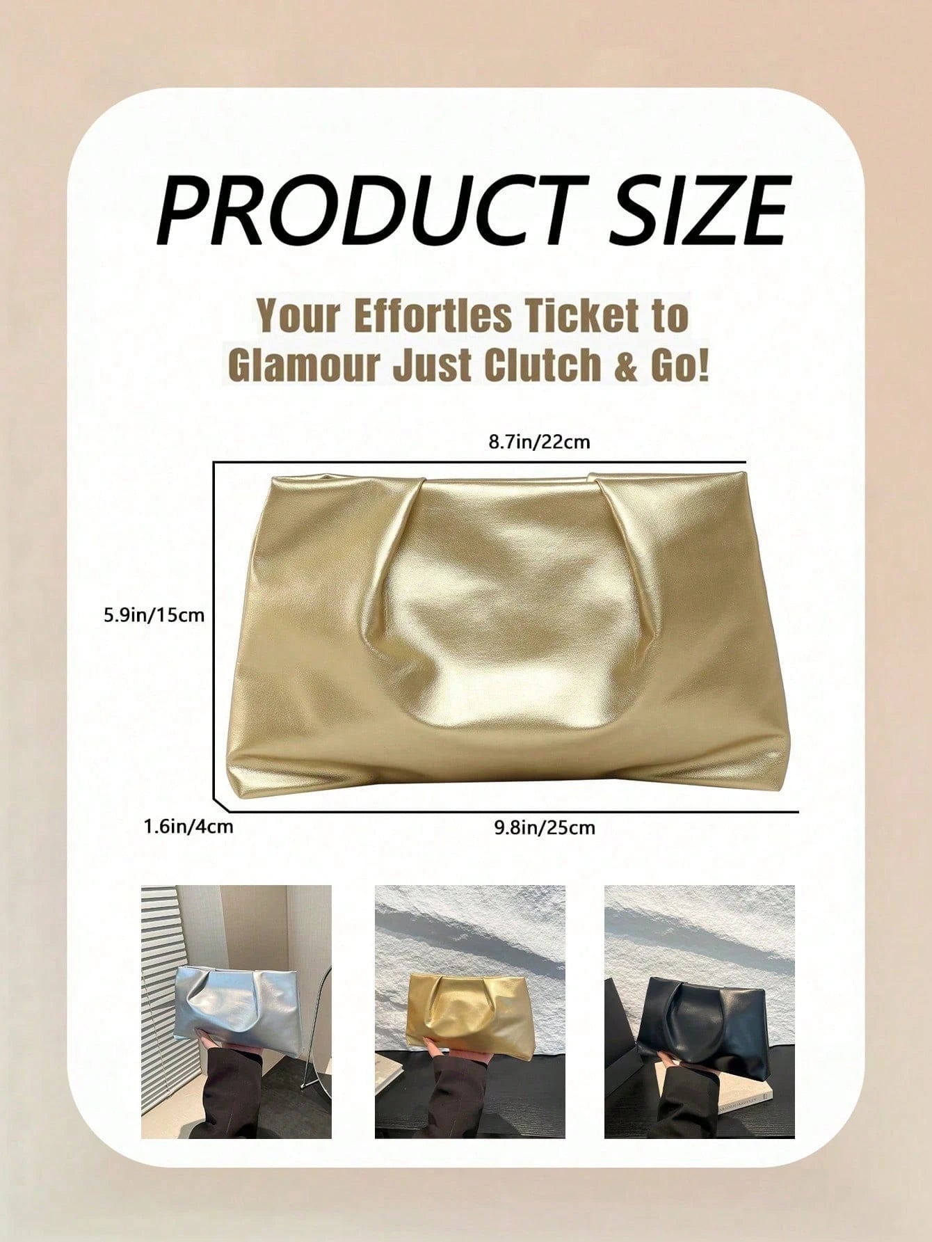Fashion Medium Evening Bag For Women Solid Color Clutch Bag Pleated Cloud Bag Pu Leather Envelope Bag For Gifts Evening Wedding Cruise Essential