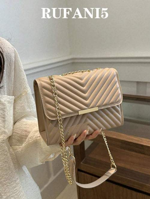 Fashion Solid Quilted Chain Shoulder Bag