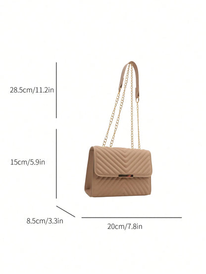 Fashion Solid Quilted Chain Shoulder Bag
