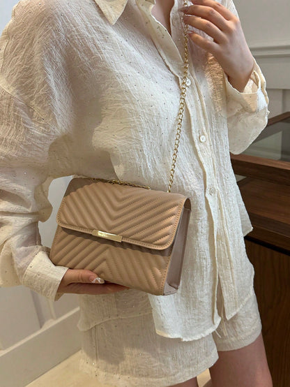 Fashion Solid Quilted Chain Shoulder Bag