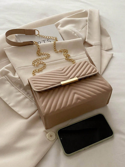 Fashion Solid Quilted Chain Shoulder Bag