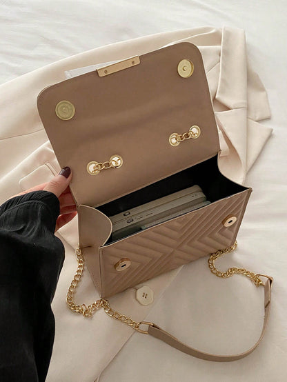 Fashion Solid Quilted Chain Shoulder Bag