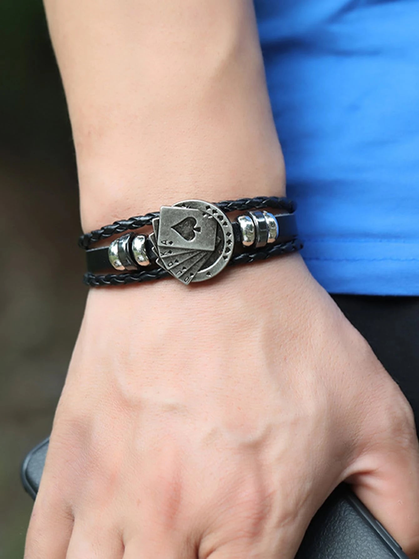 Fashionable and Popular Men Playing Card Design Bracelet for Jewelry Gift and for a Stylish Look