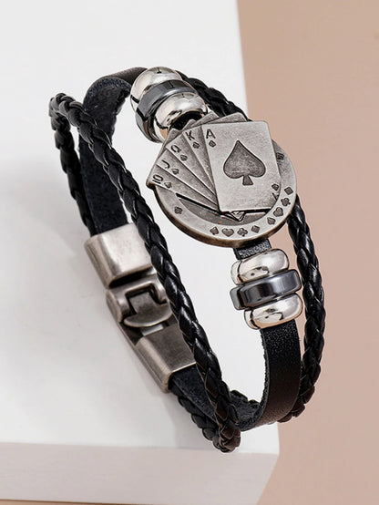 Fashionable and Popular Men Playing Card Design Bracelet for Jewelry Gift and for a Stylish Look