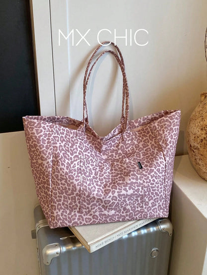 Fashionable Leopard Print Large Capacity Tote Bag, Suitable For Daily Use And Travel