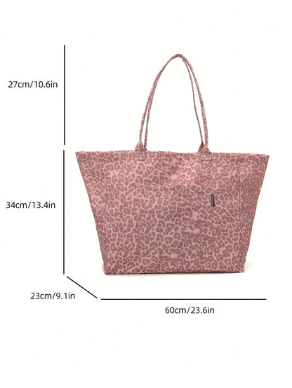 Fashionable Leopard Print Large Capacity Tote Bag, Suitable For Daily Use And Travel