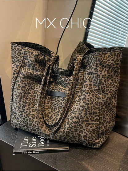 Fashionable Leopard Print Large Capacity Tote Bag, Suitable For Daily Use And Travel