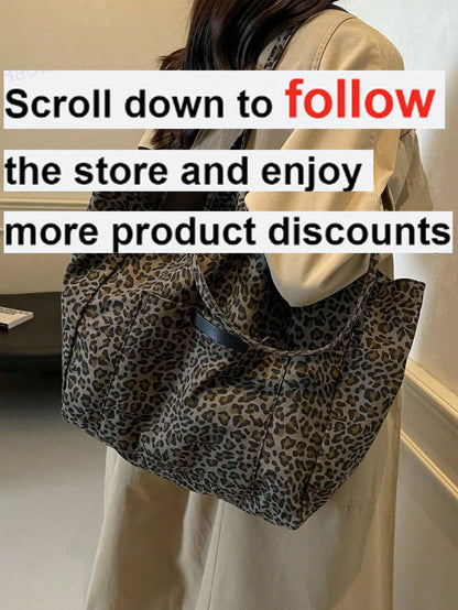 Fashionable Leopard Print Large Capacity Tote Bag, Suitable For Daily Use And Travel