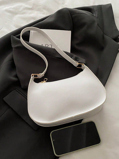 Fashionable Minimalist Shoulder Bag, Retro Handbag With Zipper, Lightweight And Multifunctional, Versatile And Elegant, Suitable For Parties, Gatherings, Work Commute, Cosmetics And Skincare Storage