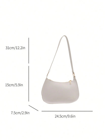 Fashionable Minimalist Shoulder Bag, Retro Handbag With Zipper, Lightweight And Multifunctional, Versatile And Elegant, Suitable For Parties, Gatherings, Work Commute, Cosmetics And Skincare Storage