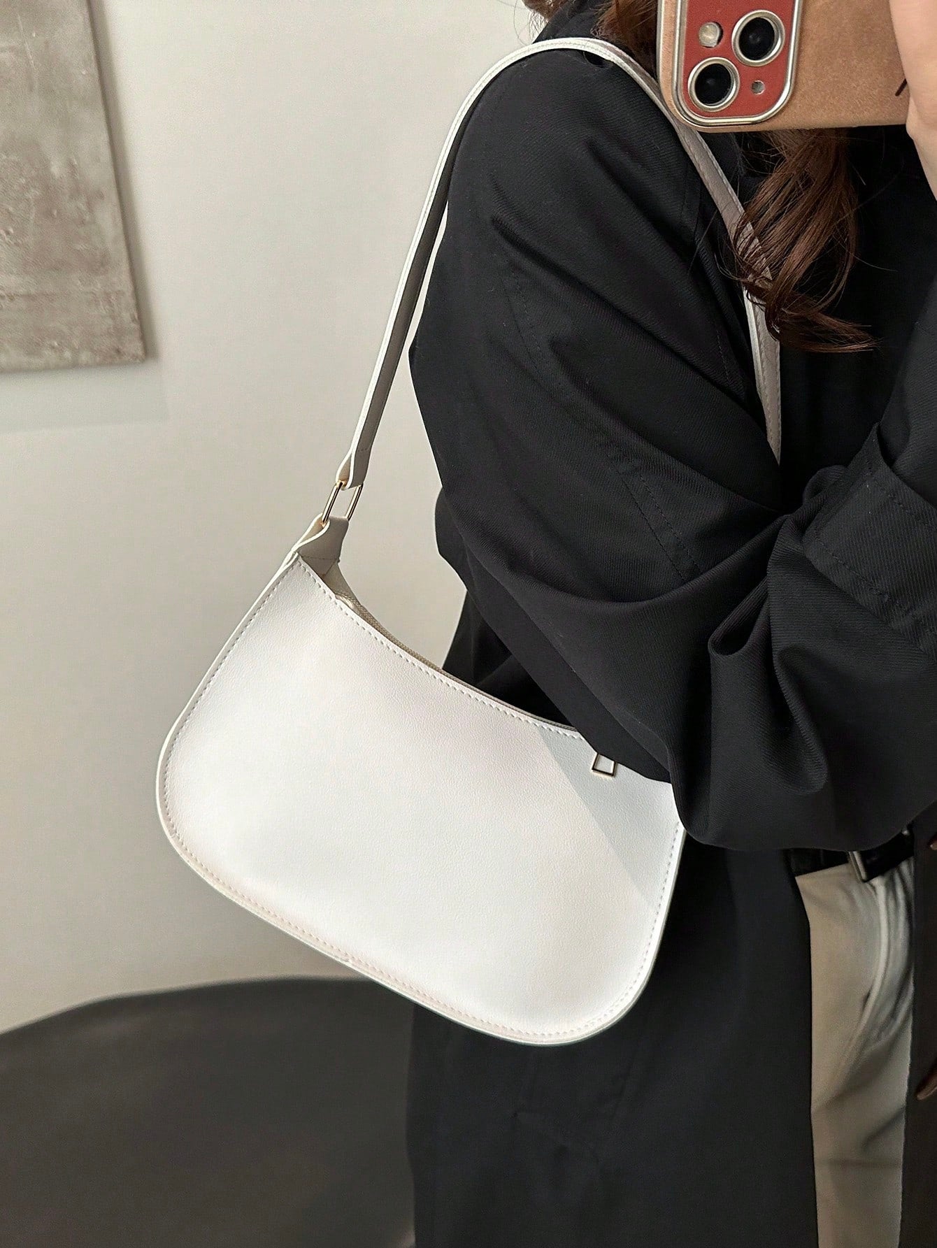 Fashionable Minimalist Shoulder Bag, Retro Handbag With Zipper, Lightweight And Multifunctional, Versatile And Elegant, Suitable For Parties, Gatherings, Work Commute, Cosmetics And Skincare Storage