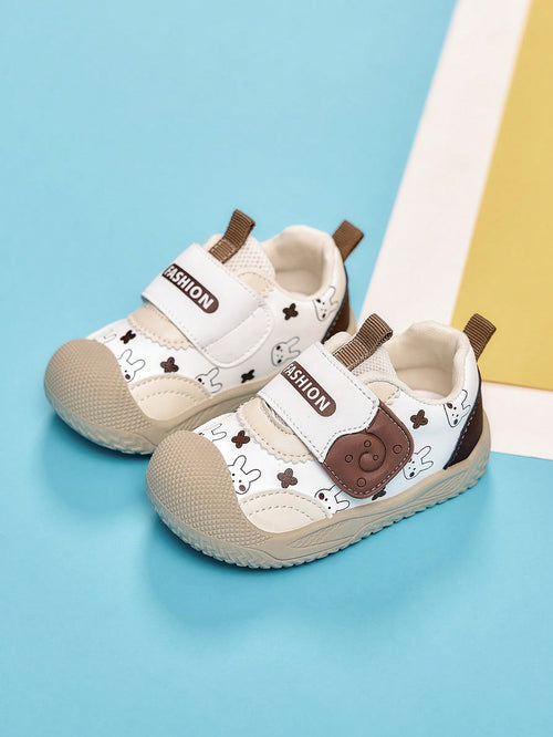 Fashionable New Cute Baby Walking Shoes, Anti-Collision Toe Cap, Soft Sole, Non-Slip, Hook And Loop, Unisex Baby Functional Sports Shoes, Versatile