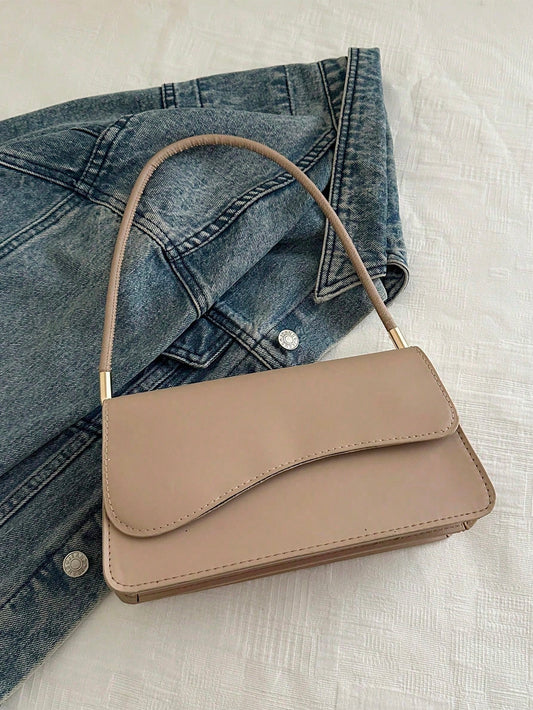 Fashionable Solid Color Asymmetrical Flap Vintage Minimalist Elegant Shoulder Bag
