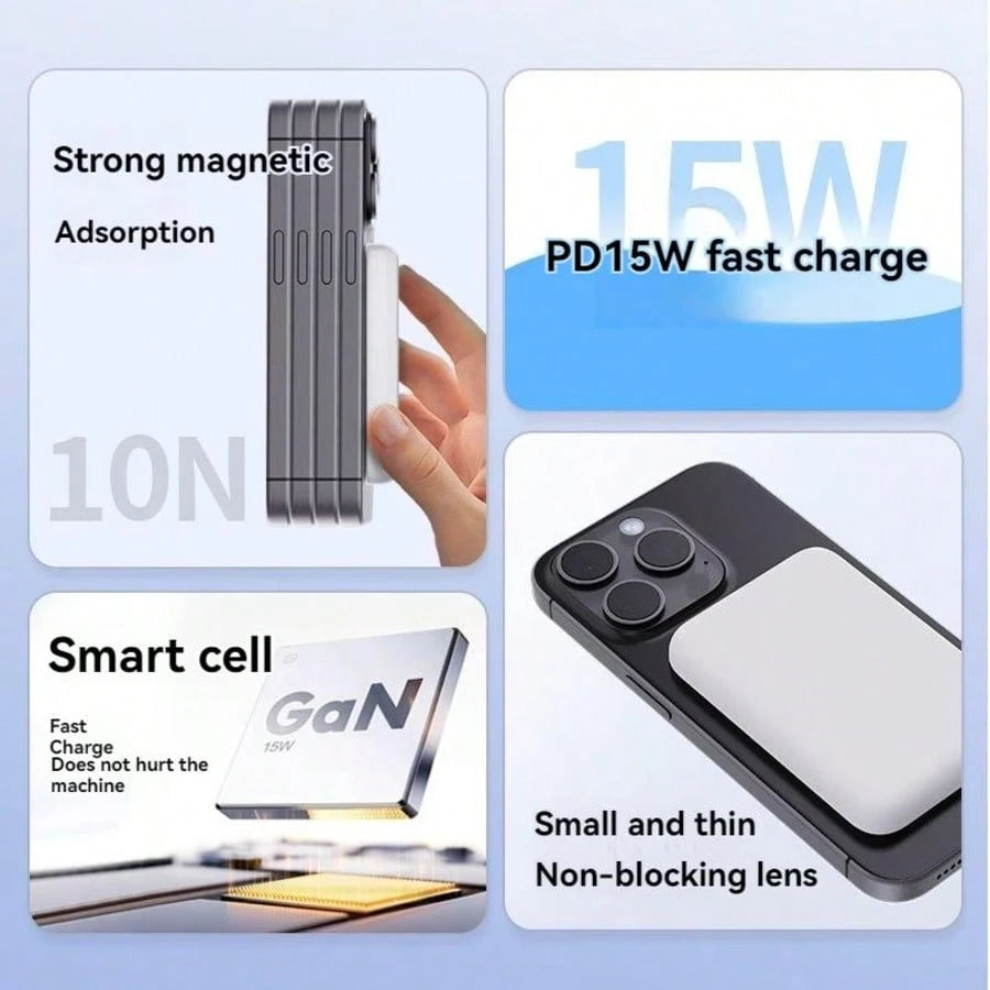Fast Charging Magnetic Power Bank Portable Power Source MagSafe Compatible Portable Charger, 5000mAh/10000mAh Magnetic Power Bank For IPhone 17/16/15/14/13/12, Battery Pack, Outdoor Travel Use, Memori