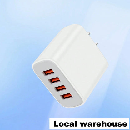 Fast Charging Multi-Port Power Strip Wall Charger 4-Port USB Wall Charging Block Compact Plug For Phones & Electronic Devices Local Warehouse Valentine's Day Gift