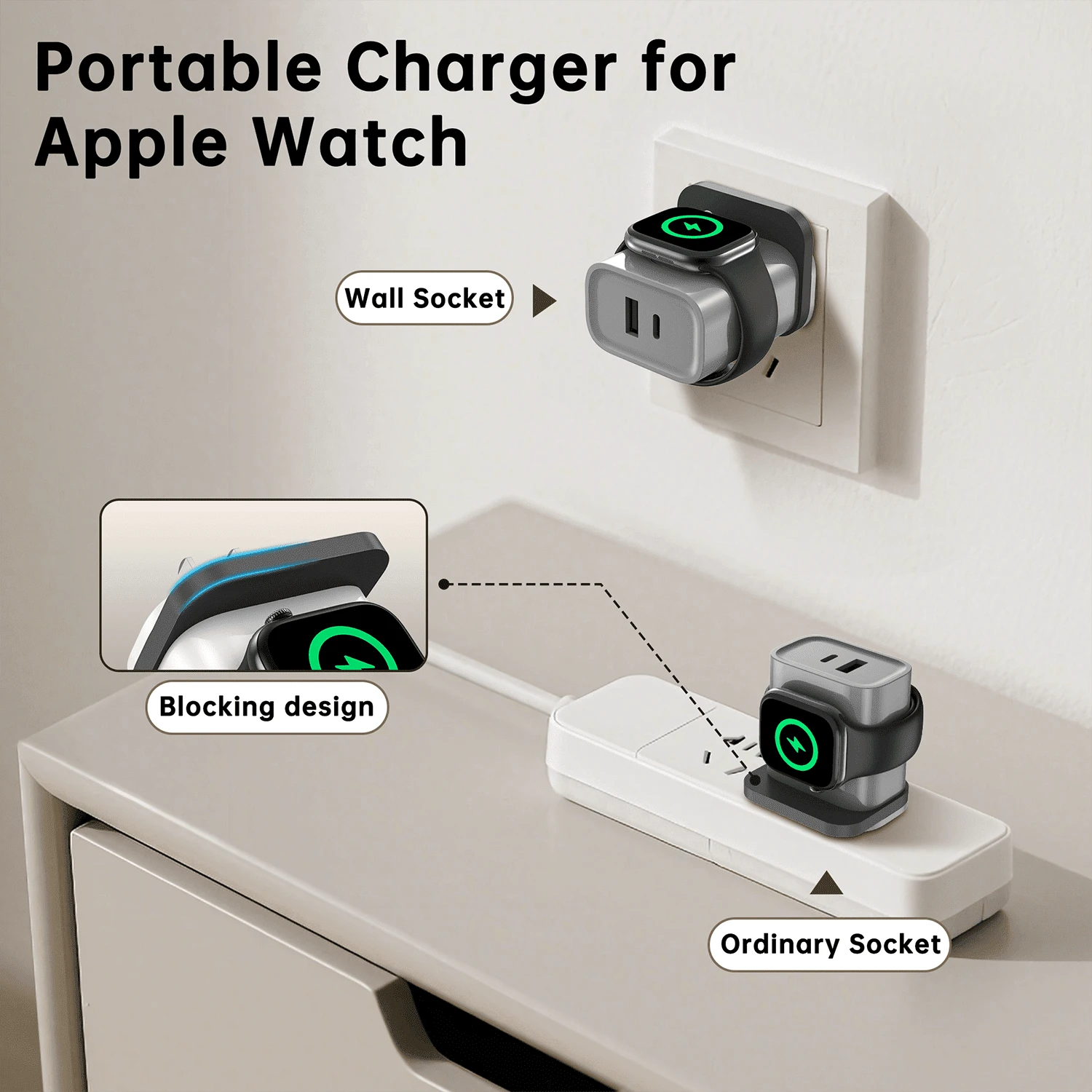 Fast Charging Watch Wireless Charging 3-In-1 Charger Compatible With Apple Watch Series 2/3/4/5/6/7/SE/8/9/10/Ultra, PD 25W USB C Fast Charging Dual Port Wall Charger Block, Travel Essential Charge Co