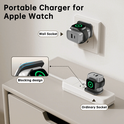 Fast Charging Watch Wireless Charging 3-In-1 Charger Compatible With Apple Watch Series 2/3/4/5/6/7/SE/8/9/10/Ultra, PD 25W USB C Fast Charging Dual Port Wall Charger Block, Travel Essential Charge Co