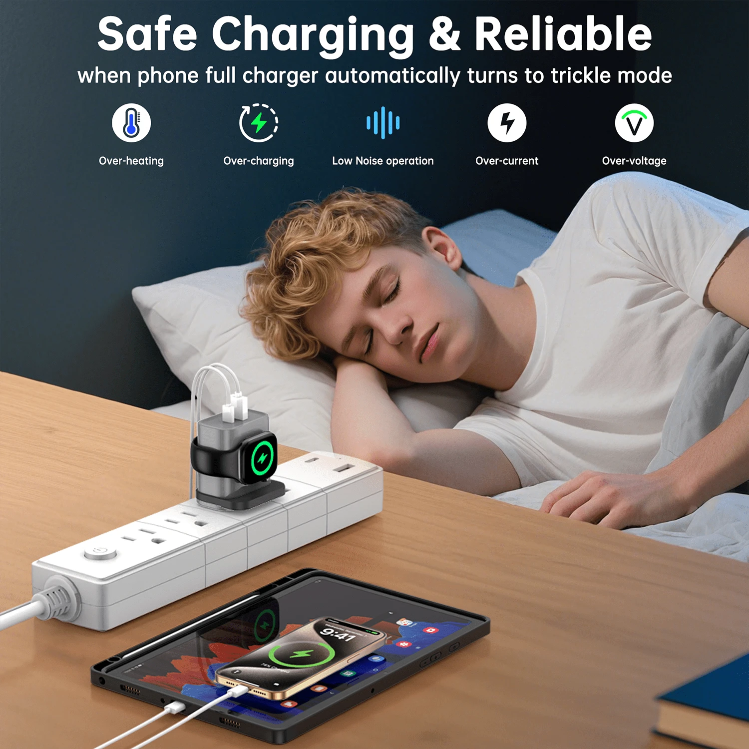 Fast Charging Watch Wireless Charging 3-In-1 Charger Compatible With Apple Watch Series 2/3/4/5/6/7/SE/8/9/10/Ultra, PD 25W USB C Fast Charging Dual Port Wall Charger Block, Travel Essential Charge Co