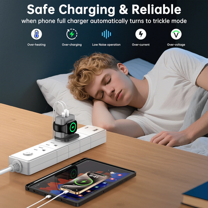 Fast Charging Watch Wireless Charging 3-In-1 Charger Compatible With Apple Watch Series 2/3/4/5/6/7/SE/8/9/10/Ultra, PD 25W USB C Fast Charging Dual Port Wall Charger Block, Travel Essential Charge Co