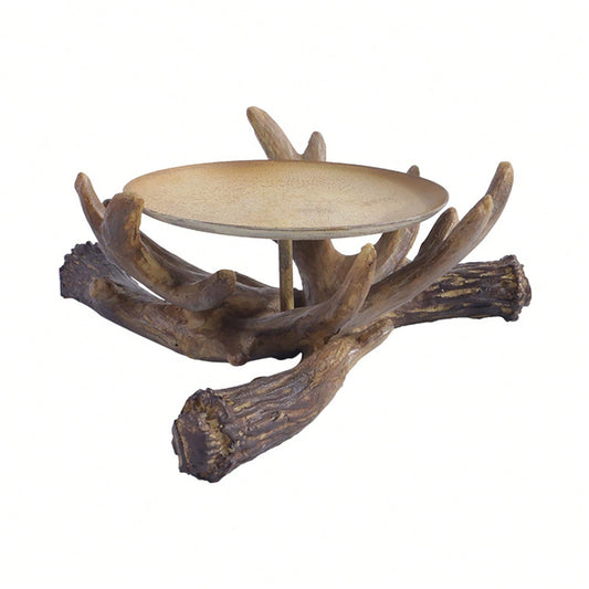 Faux Antler Pillar Candle Holder Stand Art Candlestick Holders, Rustic Antler Candle Holders For Home Decor Xmas Halloween Decorationsch 6x2.5inch