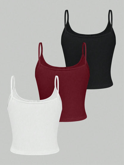 Femesol Women Summer Split Button Camisole With Multiple Colors Set