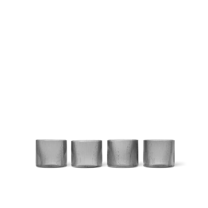 Ferm Living Ripple Low Glasses, Set of 4 - Smoke Grey