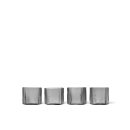 Ferm Living Ripple Low Glasses, Set of 4 - Smoke Grey