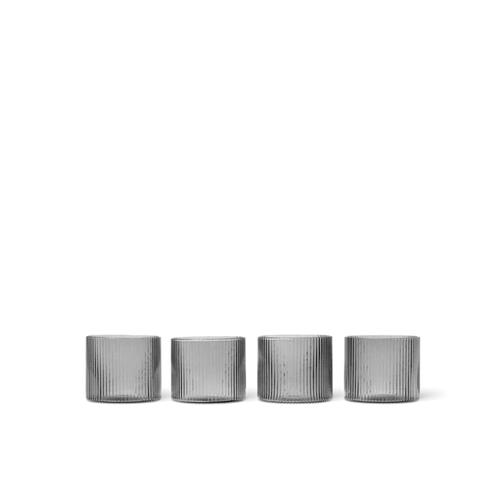 Ferm Living Ripple Low Glasses, Set of 4 - Smoke Grey