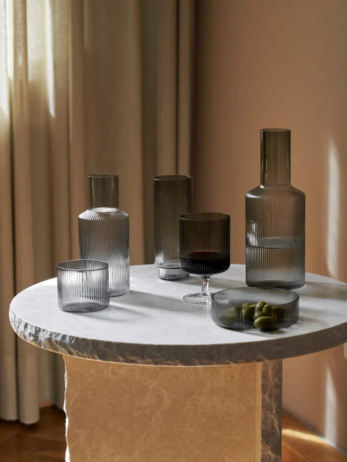 Ferm Living Ripple Low Glasses, Set of 4 - Smoke Grey