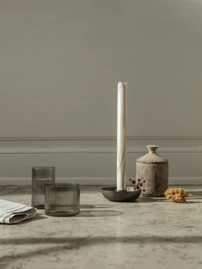 Ferm Living Ripple Low Glasses, Set of 4 - Smoke Grey