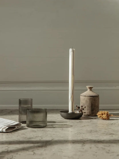 Ferm Living Ripple Low Glasses, Set of 4 - Smoke Grey