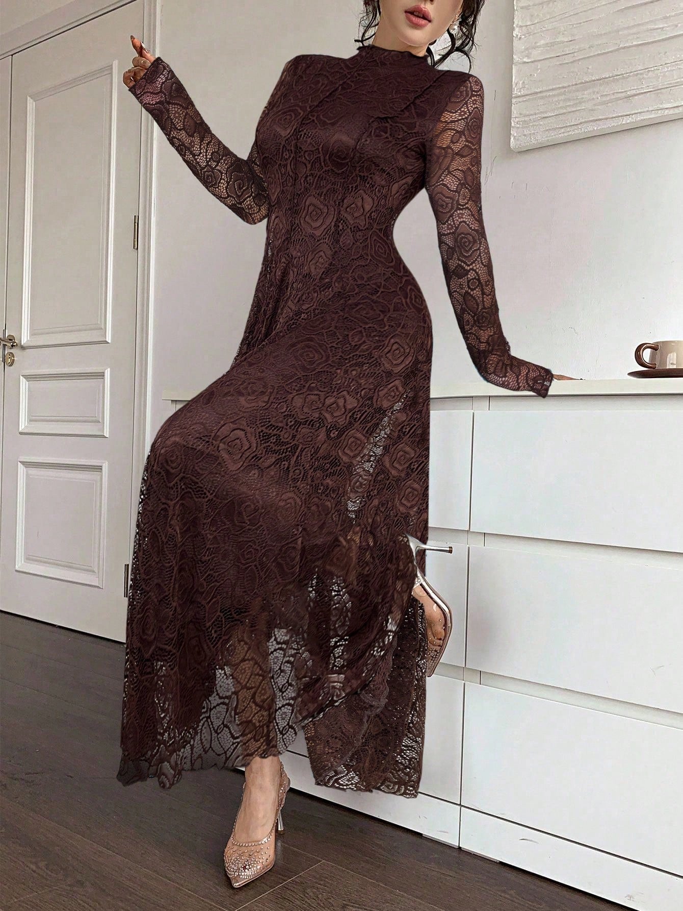 Feyla Elegant White Lace Dress For Women,Dresses For Women Elegant