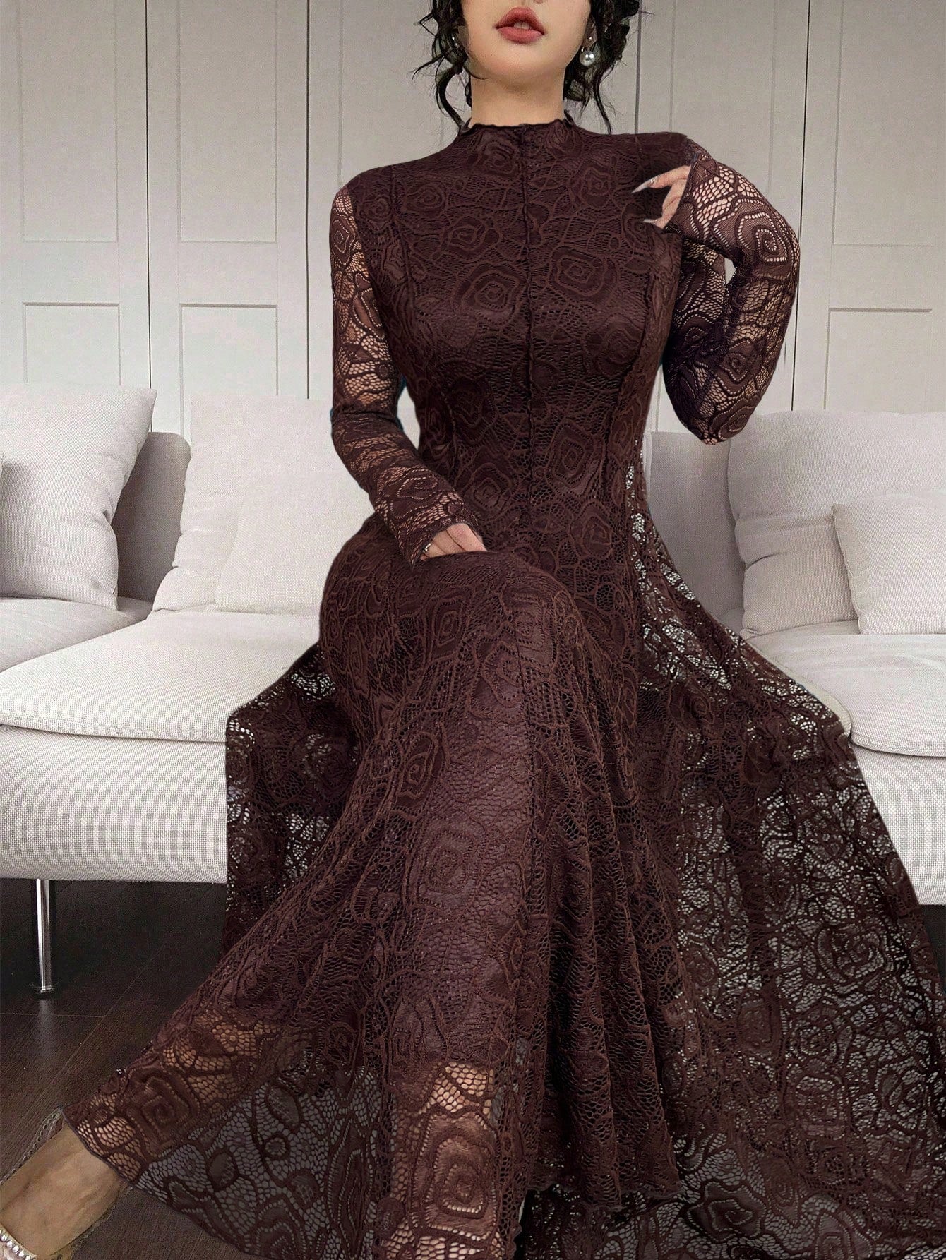 Feyla Elegant White Lace Dress For Women,Dresses For Women Elegant
