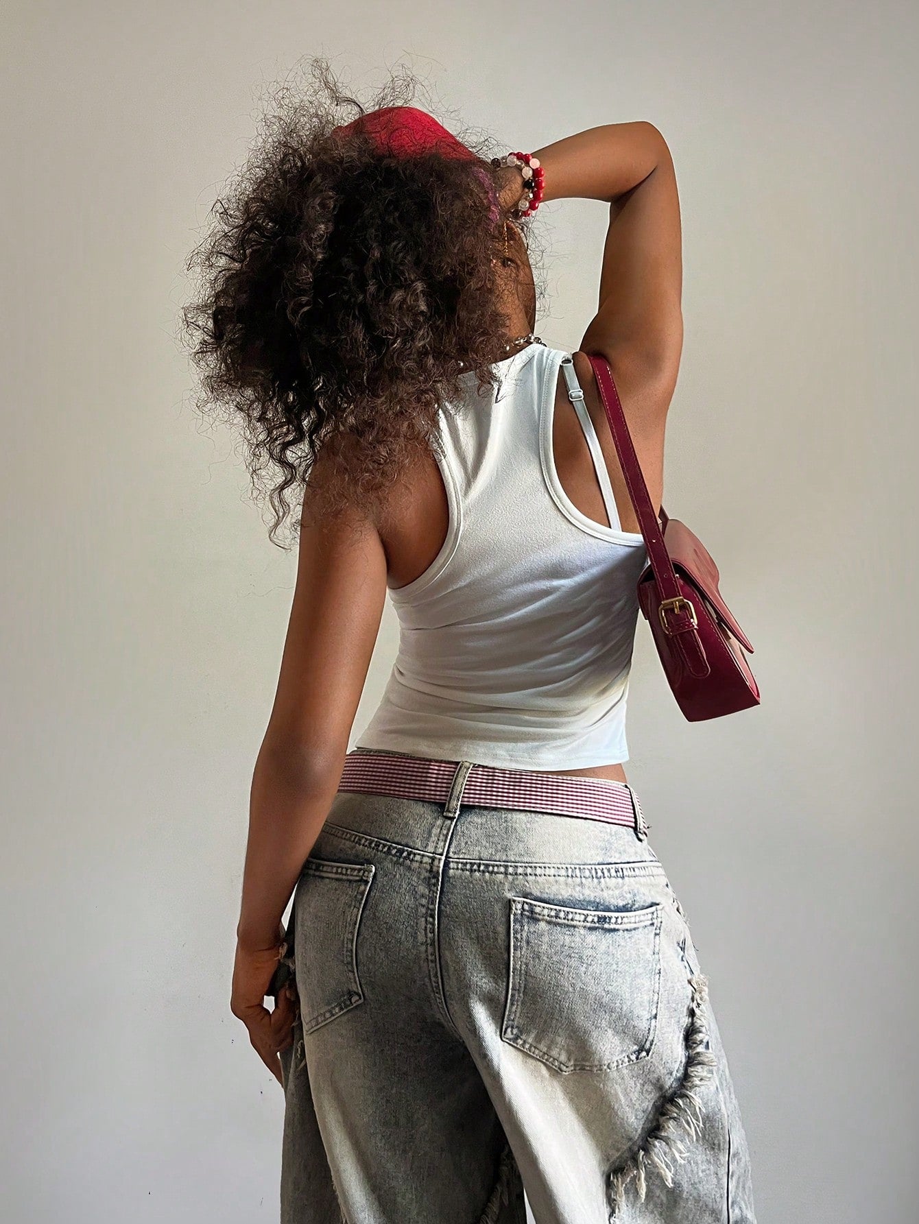 Fiercella Fiercella Women's Spring/Summer U-Neck White Wasteland Style Print Fitted Comfortable Streetwear Y2K Hot Girl Rock Sexy Tank Top