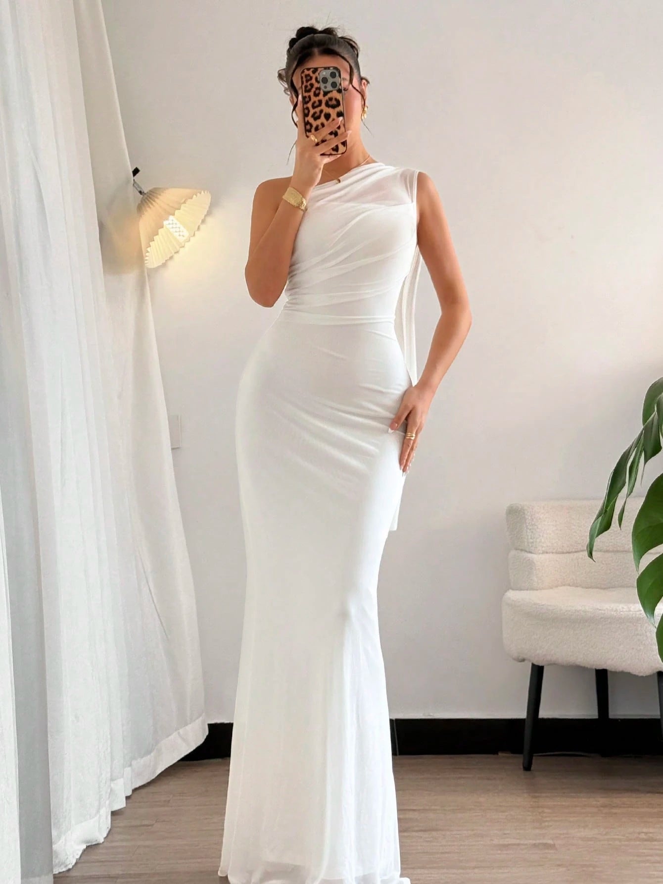 Firerie White Summer Elegant Romantic Wedding Dinner Formal Guest Ladies Asymmetrical Shoulder Hip Fishtail Dress Beach Boho Fairy Style Graduation Party