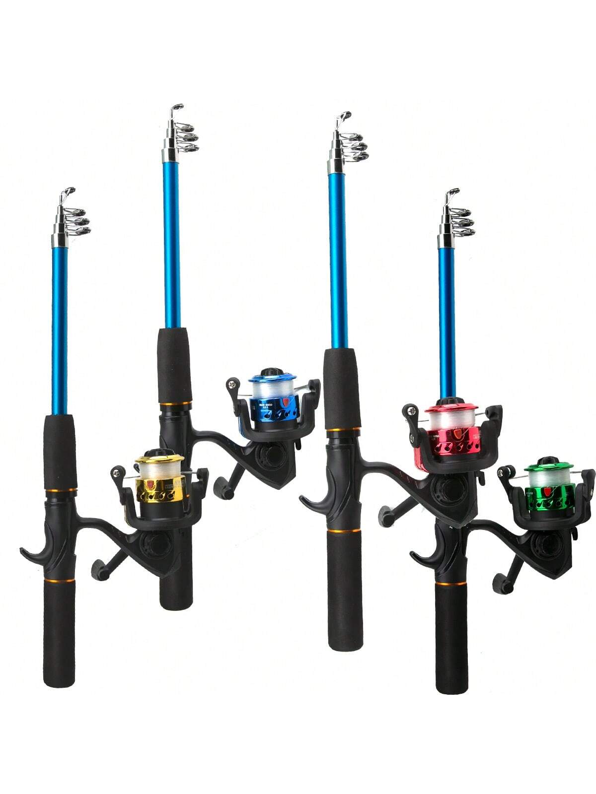Fishing Starter Pole Set- Portable Telescopic 1.5M/4.92ft Fishing Rod Spincast Reel Combos Hooks- Perfect For Beginner Youth