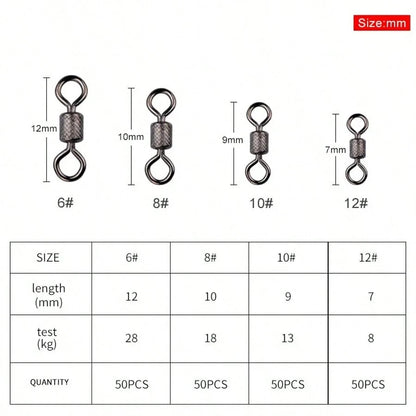 Fishing Swivels Ball Bearing Swivel 50PCS/Lot With Snap Solid Rings Rolling Swivel For Carp Fishing Accessories