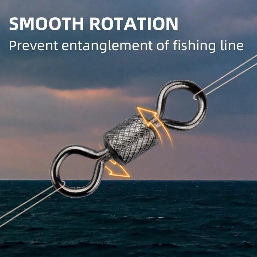Fishing Swivels Ball Bearing Swivel 50PCS/Lot With Snap Solid Rings Rolling Swivel For Carp Fishing Accessories