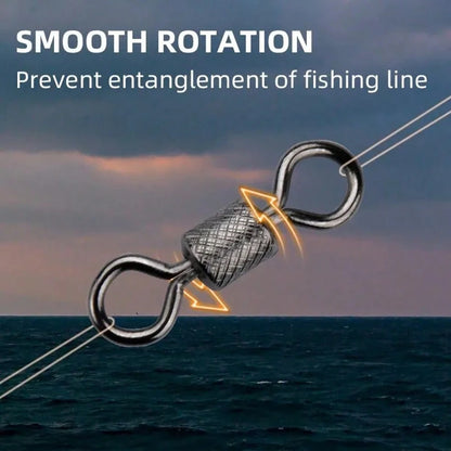 Fishing Swivels Ball Bearing Swivel 50PCS/Lot With Snap Solid Rings Rolling Swivel For Carp Fishing Accessories