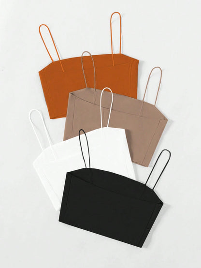 Flirla Solid Color Cropped Camisole Top For Summer