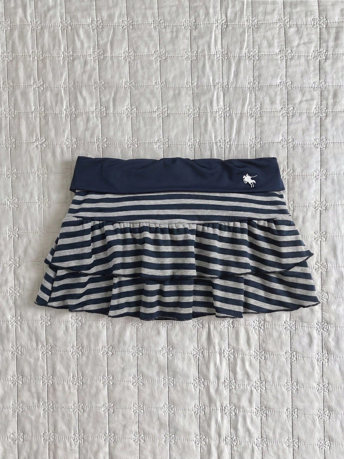 Flirla Women's Sporty Mini Navy Blue Skirt, Versatile Casual Skirt Suitable For School Style And Back-To-School School Autumn